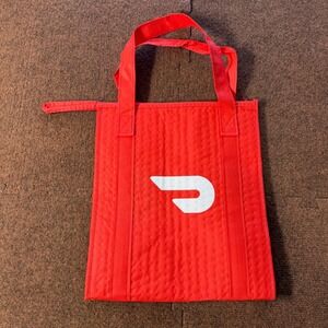 New clean DoorDash Red Insulated Thermal Food Delivery‎ Bag Zippered Tote 13x15